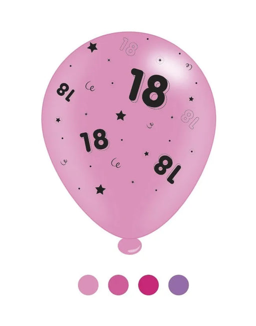 8 Balloons - Age 18 Pink