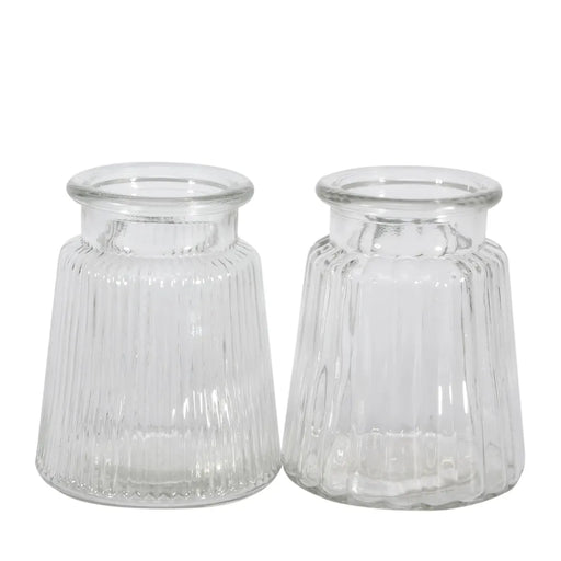Oscar Clear Ribbed Vase - 12cm - One selected at random