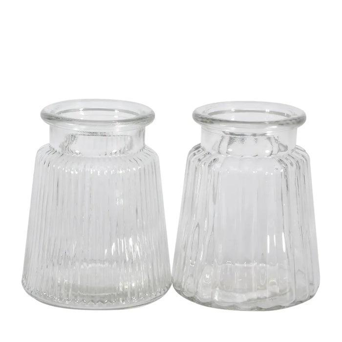 Oscar Clear Ribbed Vase - 12cm - One selected at random