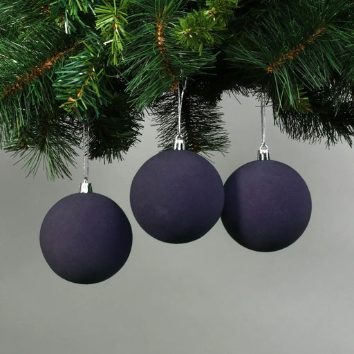 Midnight Blue  8cm Size Velvet Bauble  6 Pack