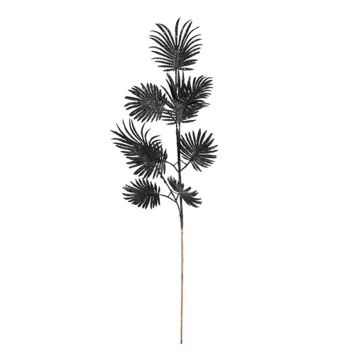 Glitter Feather Leaf Stem x 75cm - Black
