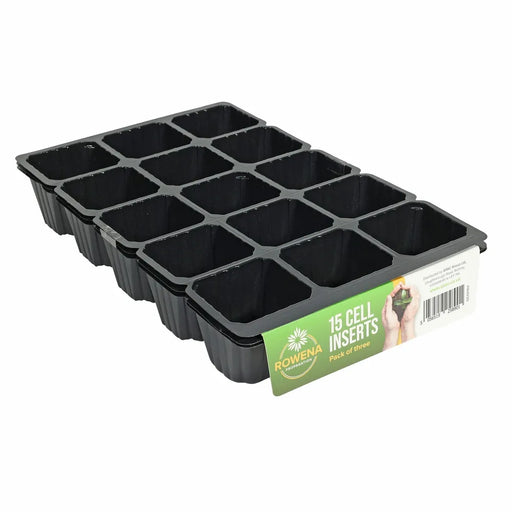 3 pack x 15 cell - Black Plastic Seed Tray Inserts