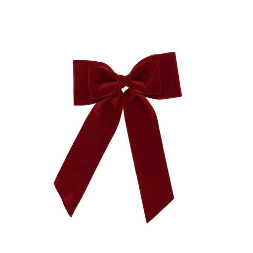 Velvet Bow on Clip - Red -23x32cm