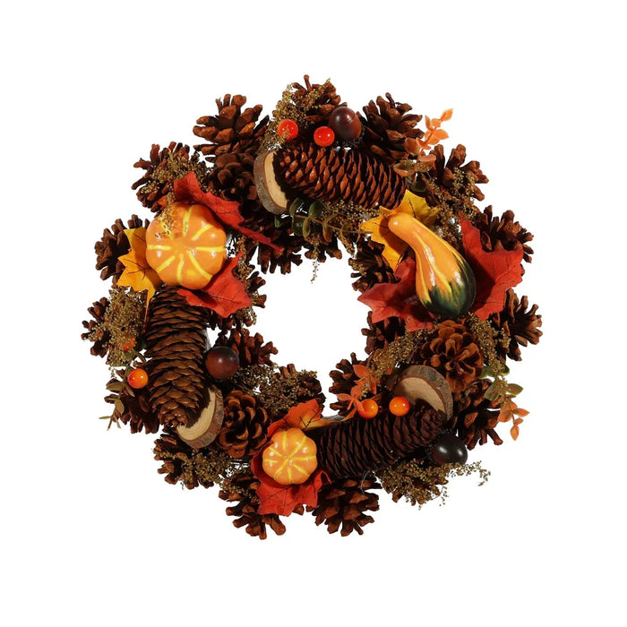 Autumn Wreath - Assorted Pumpkins /Wood slices - 30cm