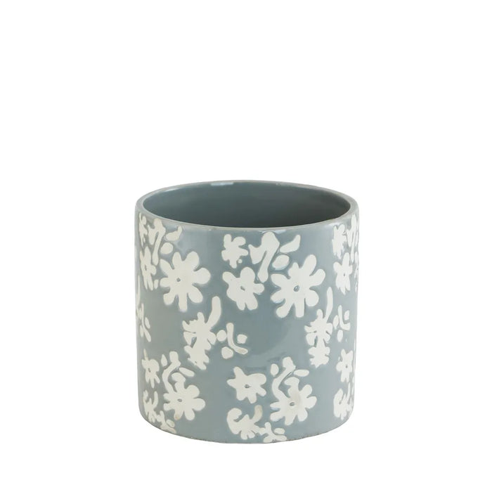 Blue glazed white detail ceramic