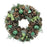 Natural Christmas Wreath With Green Ribbon Bows & bells  - 36cm