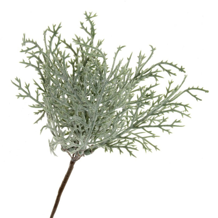 Frosty Foliage Pick - Green/White - 19cm long