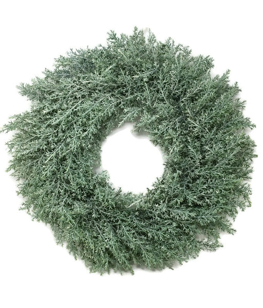 Frosty Pine Wreath - Green/White (50cm diameter)
