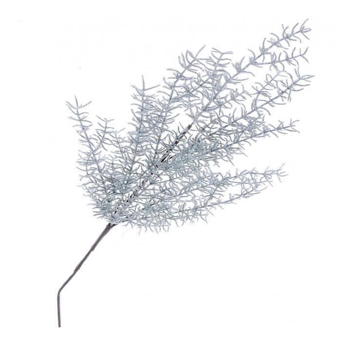 Glittered Pine Spray - Green/White - 71cm long