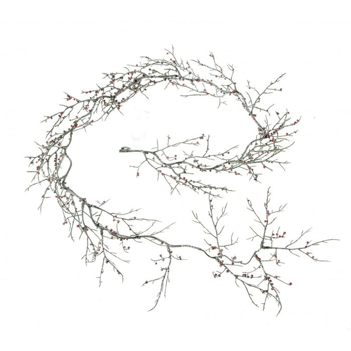 Glittered Twig Garland - 130cm long- White/Green