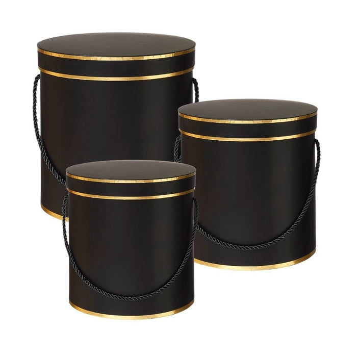 Set of 3 Hamilton Lined Hat Boxes - Black