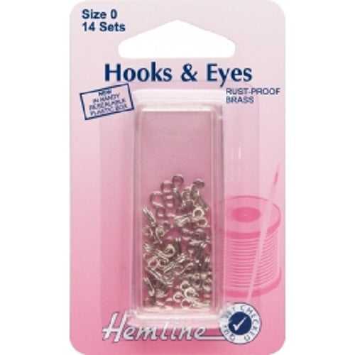Hooks & Eyes Fasteners -  Silver Nickel or Black Coated - Size 0 x 14 Sets