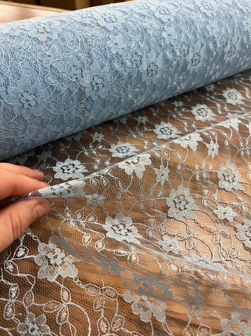 1m blue Flower Lace Fabric x 112cm/44" - 100% Polyester
