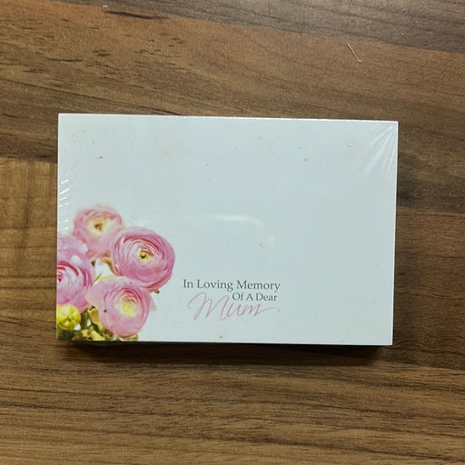 50 Florist Cards - In Loving Memory Dear Mum - Pink Ranunculus pos