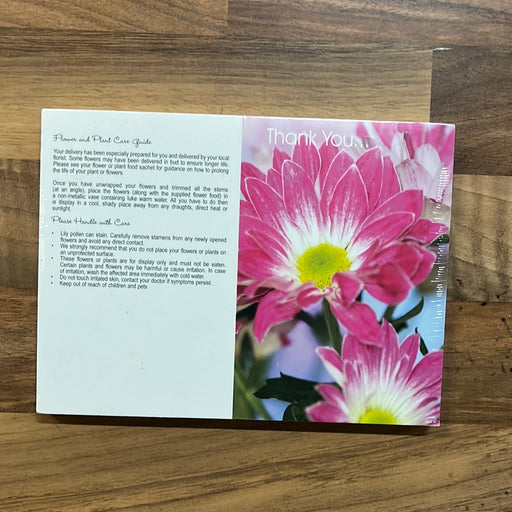25 Folded Florist Cards - Thank You - Cerise Daisy