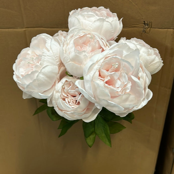 9 Head Light Pink Peony Flower Bush x 40cm