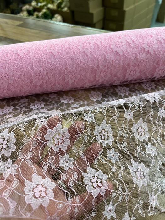 Lace fabric pink discount