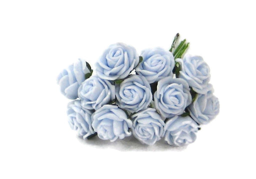 12 Miniature Foam Roses - Baby Blue