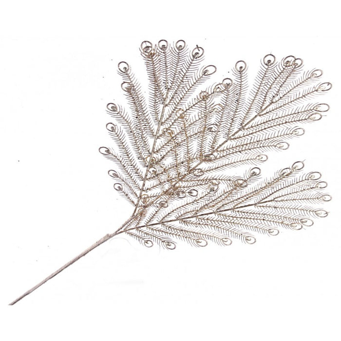 Metallic Gold Peacock Feather Spray - 60cm long