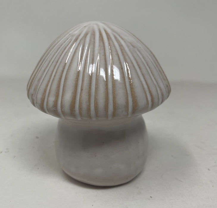Glazed Ceramic Mushroom Ornament with Textured Detail - H9.2cm
