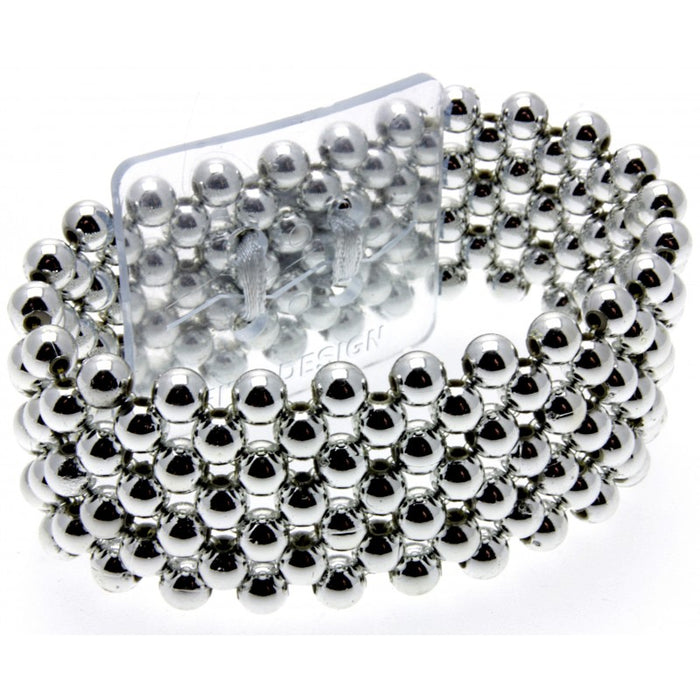 Narrow Classic Corsage Beaded Bracelet - Silver