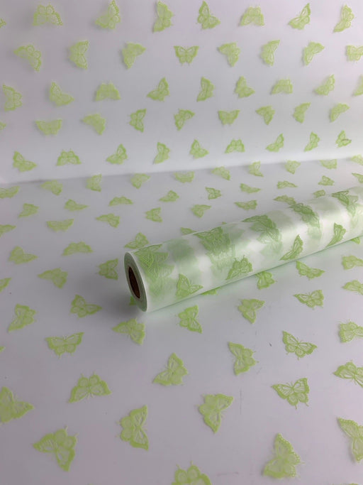 25m x 60cm Lime Butterfly Deluxe Flower Wrap