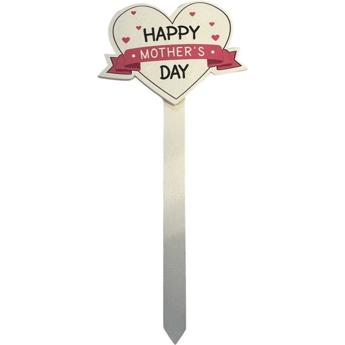 Happy Mother's Day White Heart Pick x12
