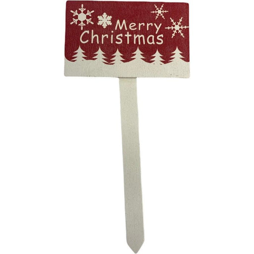 Merry Christmas Red Wooden Plant Pick x 12