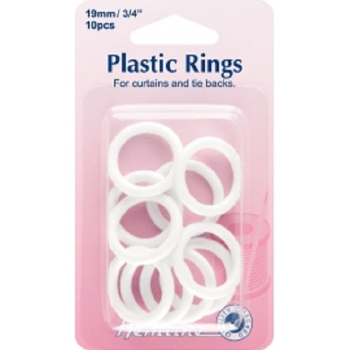 Plastic Curtain Rings - White - 19mm - 10pcs