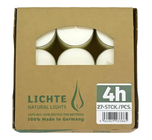 27 Clear Cup Tealights Natural Colour