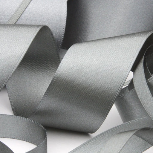 25mm x 20m Double Faced Silver Satin Ribbon