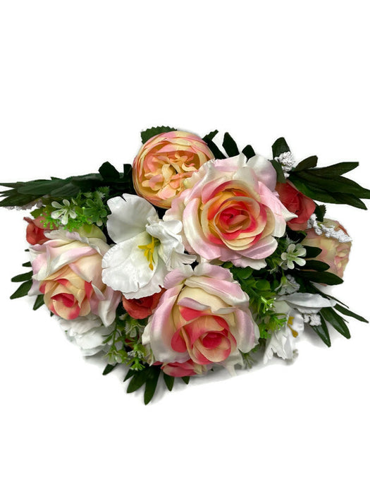 Rose Ranunculus Peony & Foliage Bush - Salmon