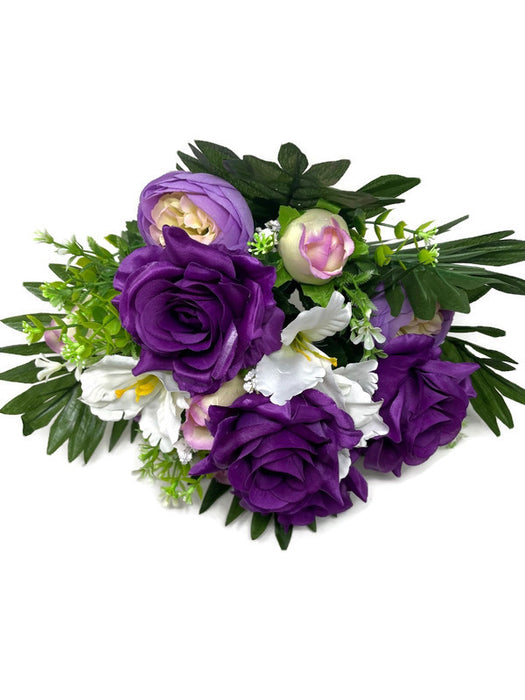Rose Ranunculus Peony & Foliage Bush - Purple