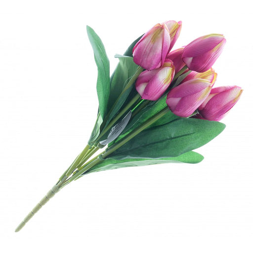 9 Head Tulip Flower Bunch x 44cm - Purple