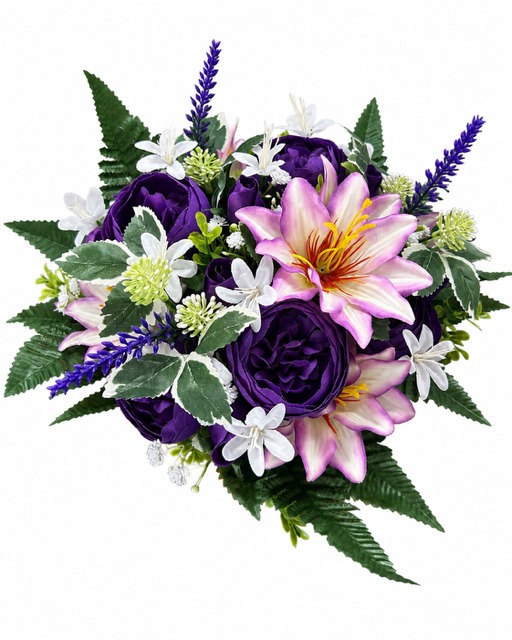 Peony Clematis & Rose Flower Bush x 36cm - Purple