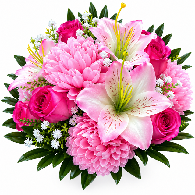 Chrysanthemum Rose Bud & Alstroemeria Bush - Pink