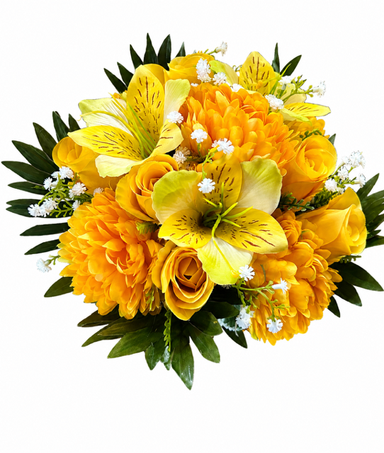 Chrysanthemum Rose Bud & Alstroemeria Bush - Yellow
