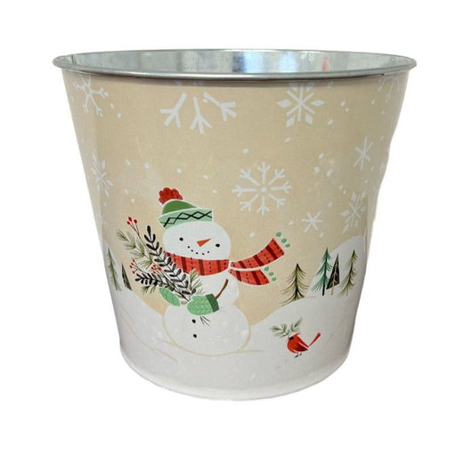 Snowman Print Zinc Pot 13cm