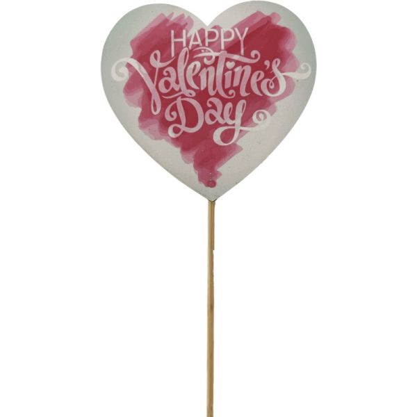 Happy Valentines Wooden Heart Pick 30cm - Pack of 12