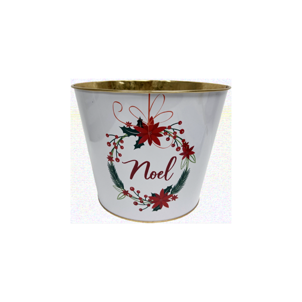 White Noel Zinc Pot 22.4*17.7cm