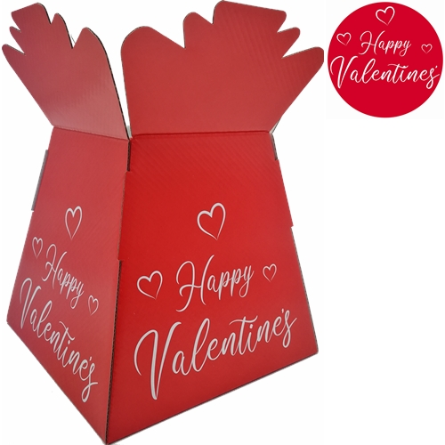 Pack of 30 Valentine Porto Vases - Red with Happy Valentine's