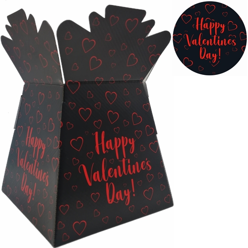Pack of 30 Valentine Porto Vases - Black with Happy Valentine's Day Living Vase