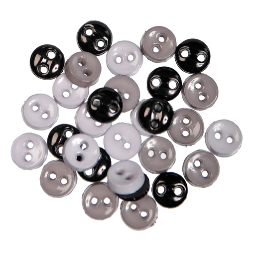 Mini Craft Tiny Buttons Black, White & Grey