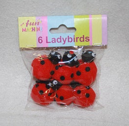 6 felt ladybirds 