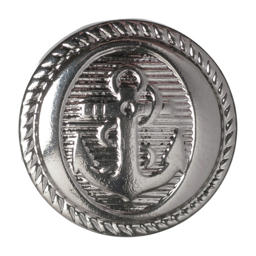 15mm-Pack of 7 , Silver Anchor Embossed Buttons