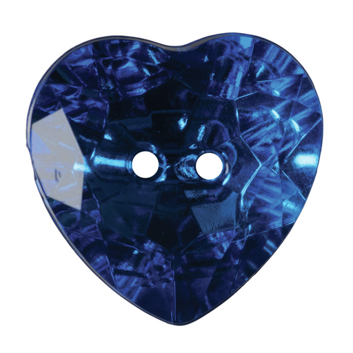 12mm-Pack of 5, Blue Diamante Heart Buttons
