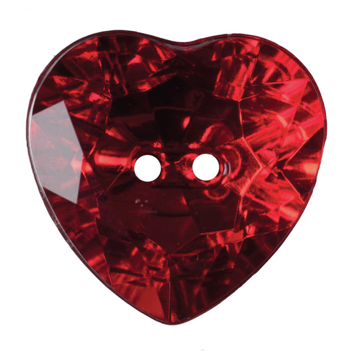 12mm-Pack of 5, Red Diamante Heart Buttons
