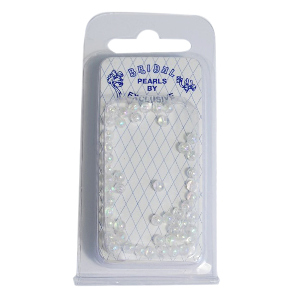 4mm Glass Pearls - Pack of 120 - Clear Iridescent 