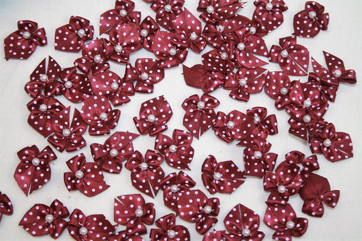 9mm Polka Dot Bows x 100 Burgundy