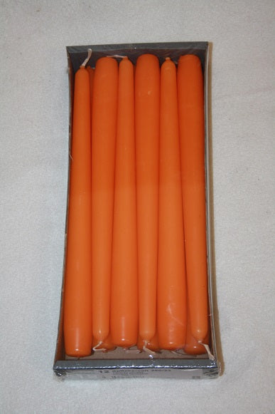 250mm x 23mm orange tapered candles x 12 